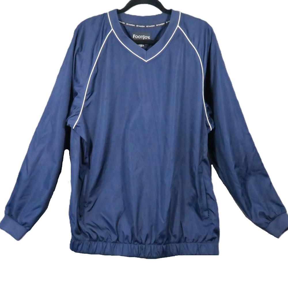 FootJoy Golf Windshirt Pullover Jacket L Navy Long Sleeve V-neck Preppy Sporty